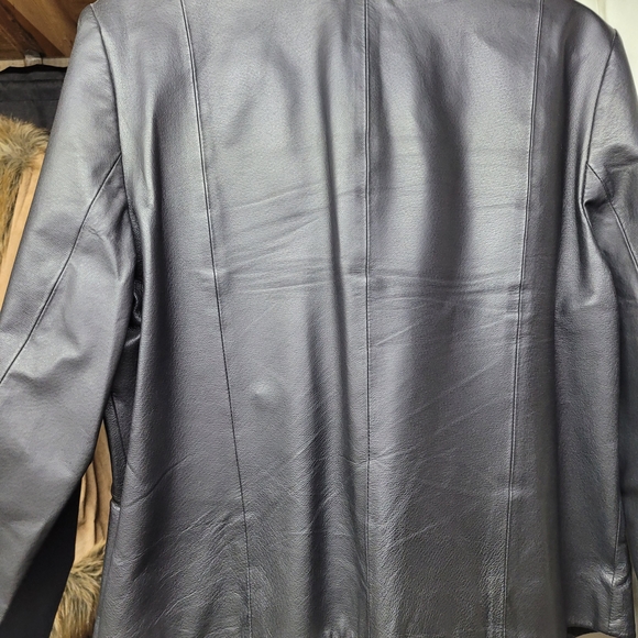 Spiegel Gray Leather Jacket with Stand-Up Collar - Picture 2 of 3